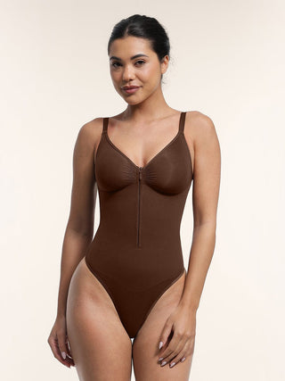 Body gainant à fermeture éclair sans couture